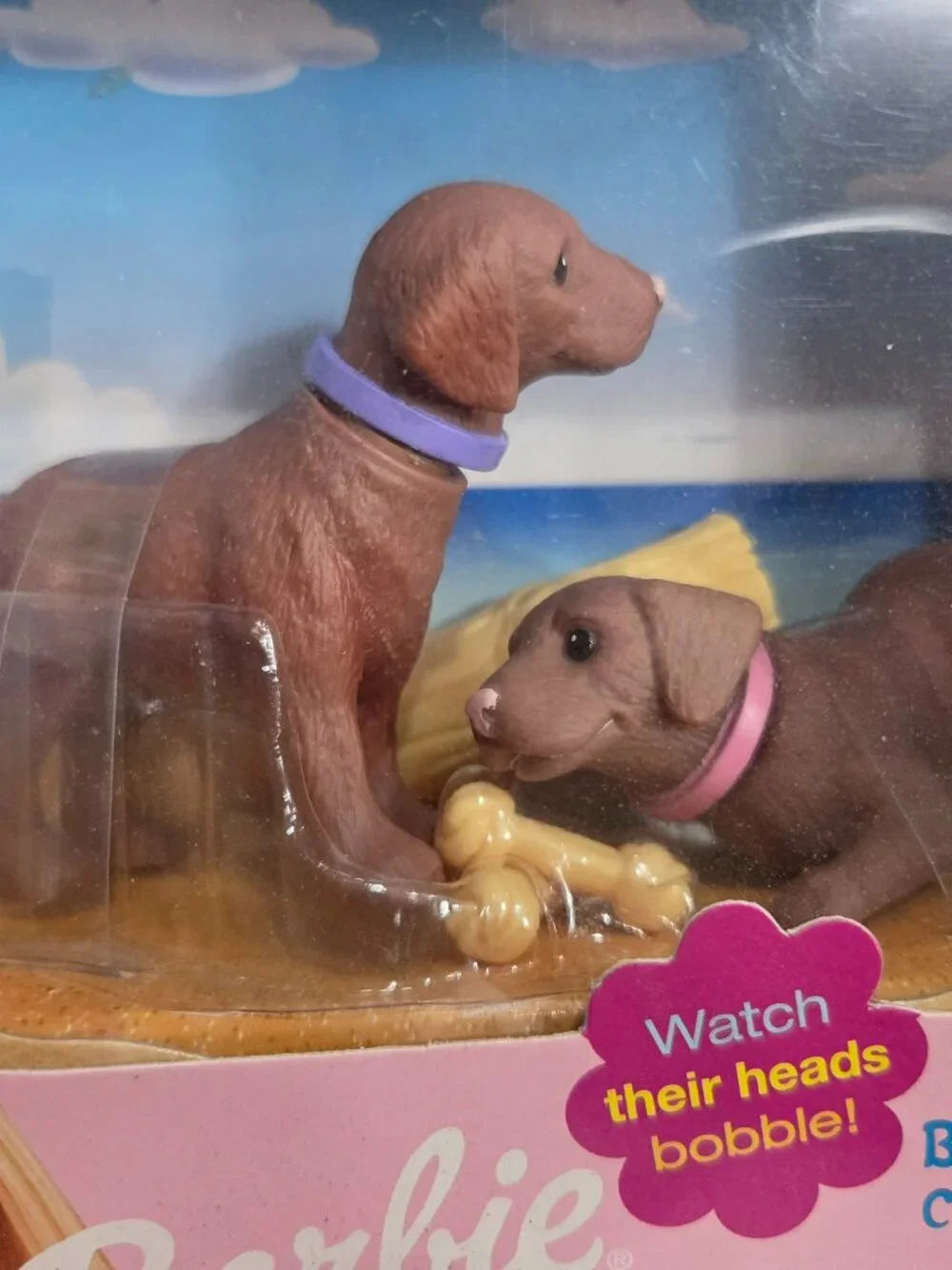 Mattel Barbie Bobbin' Bow-Wows Chocolate Lab Pups #67388 Bobble Heads New Sealed